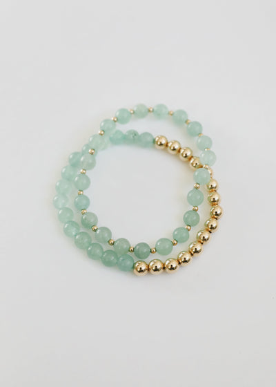Aventurine Gemstone & 14K Gold Filled Beaded Stretch Bracelet