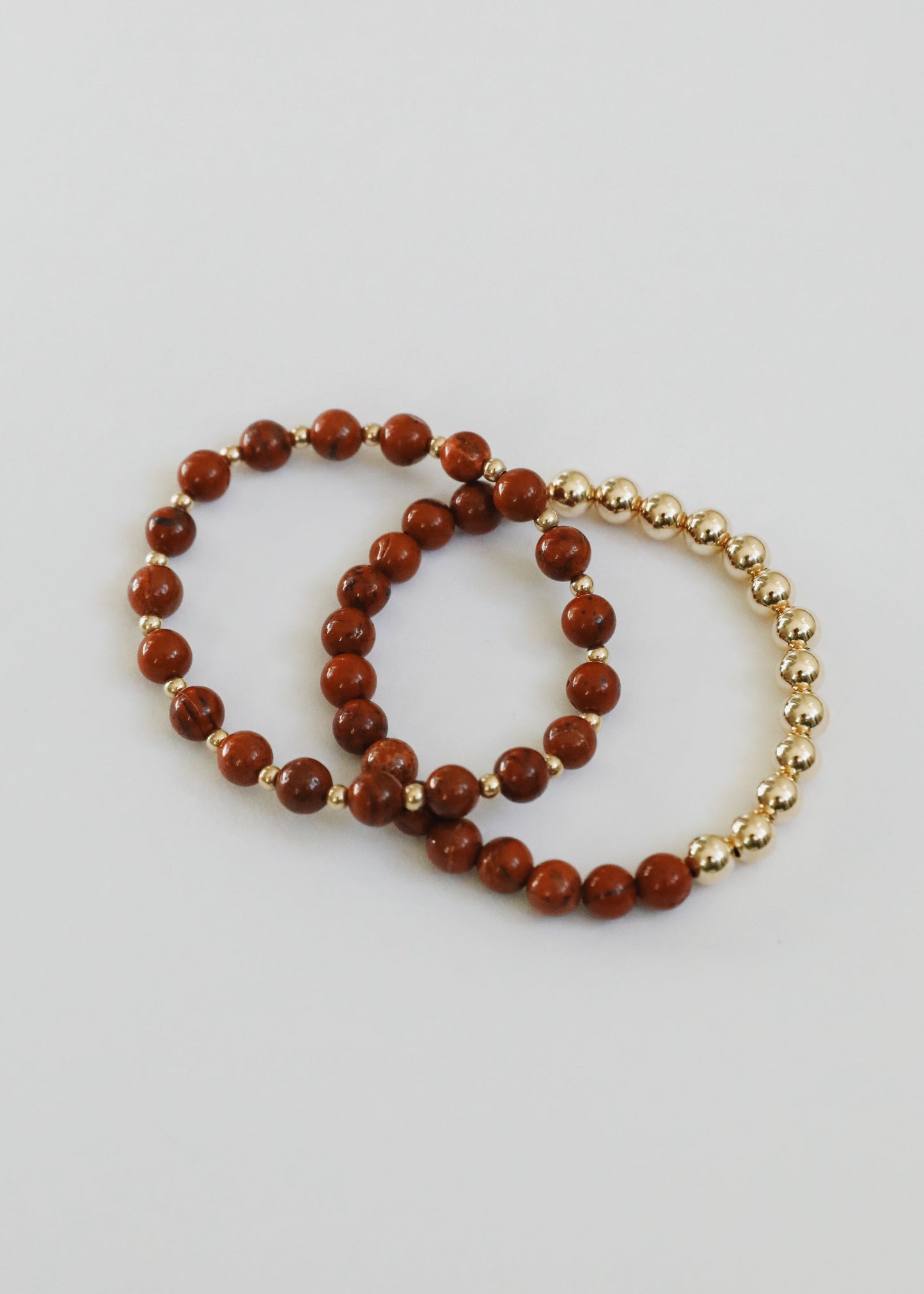 Red Jasper 14k Gold Filled Sun + Moon Stretch Bracelet