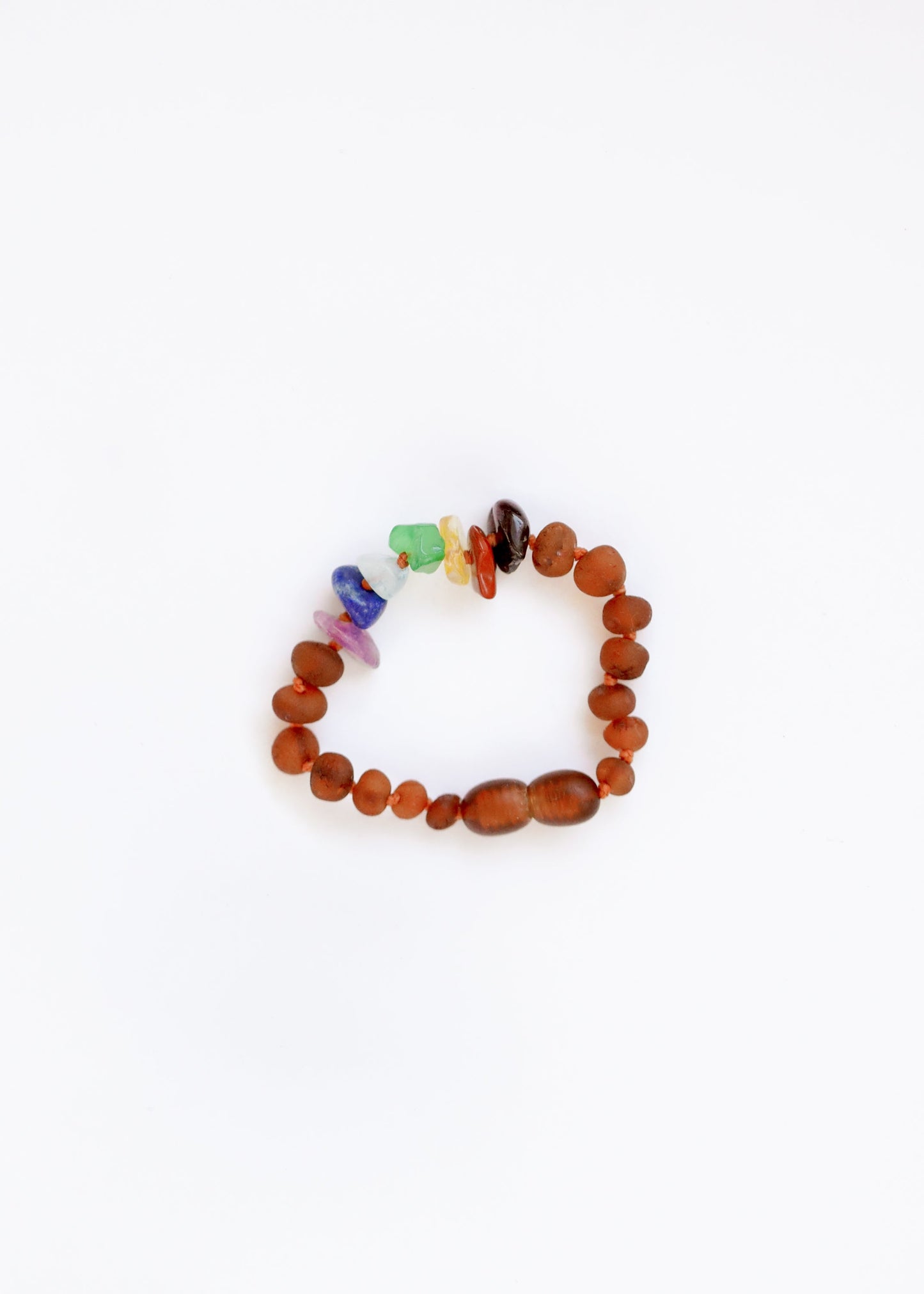 Raw Cognac Baltic Amber & Chakra Crystals Bracelet/Anklet