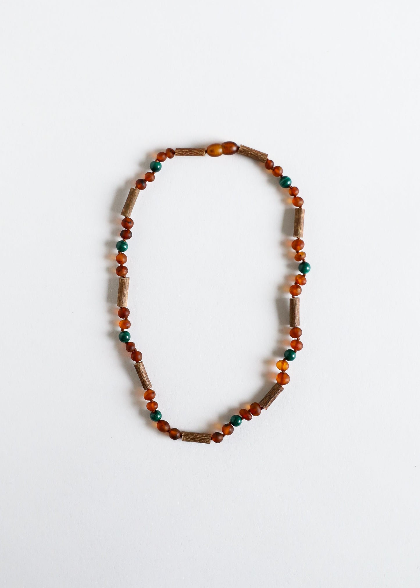 Hazelwood Raw Cognac Baltic Amber & Malachite Necklace
