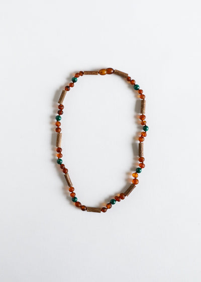 Conjunto de Regalo de Collar de Madera de Avellana y Malaquita