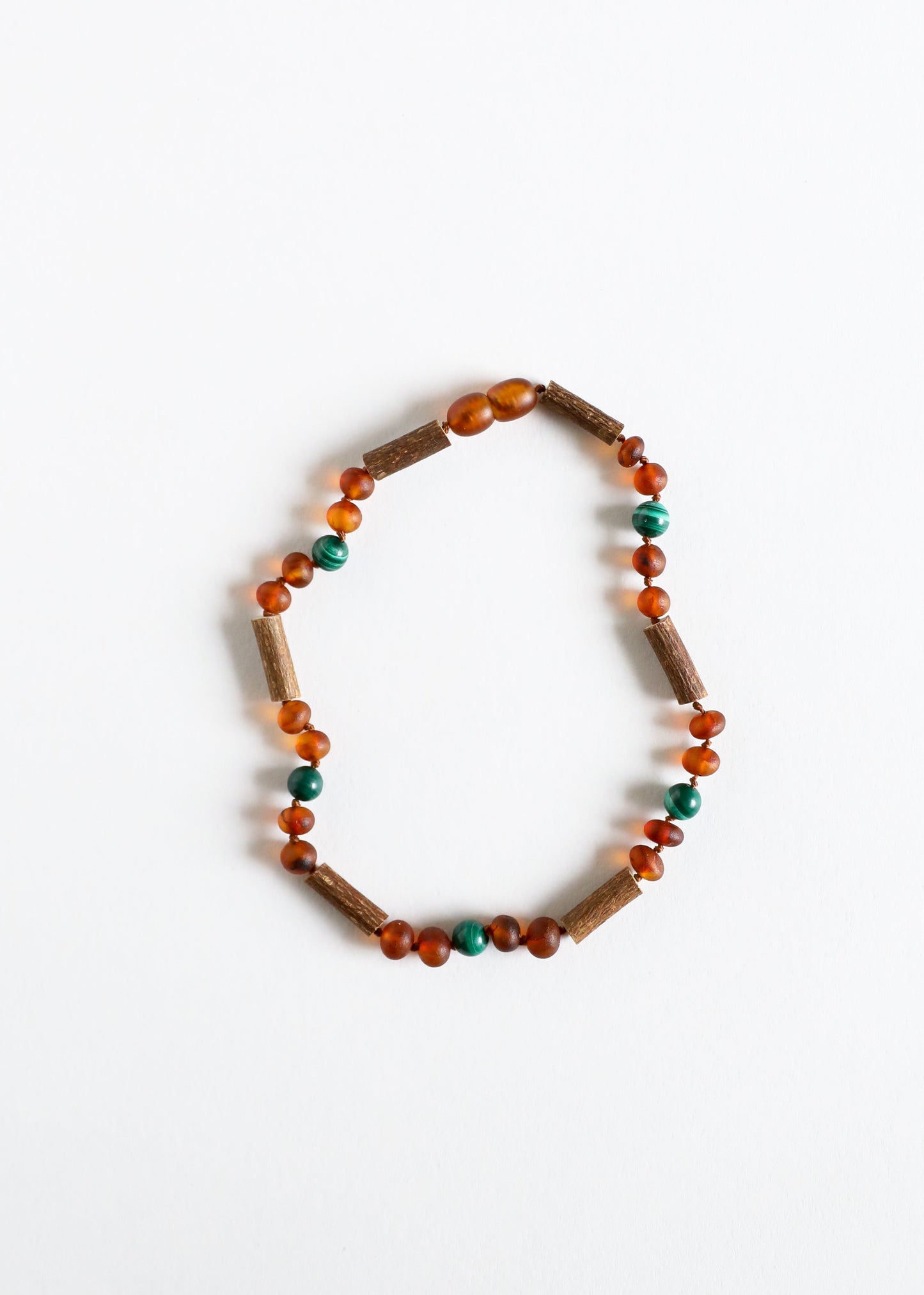 Hazelwood Raw Cognac Baltic Amber & Malachite Necklace