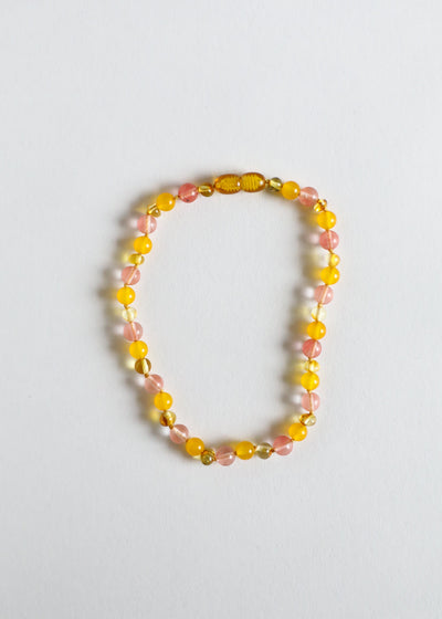 Collar de Gemas de Ámbar Báltico Pulido y Madreselva