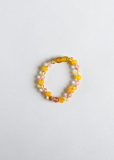 Polished Honey Baltic Amber & Honeysuckle Gemstones Bracelet