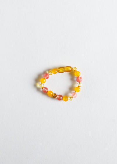 Polished Honey Baltic Amber & Honeysuckle Gemstones Bracelet