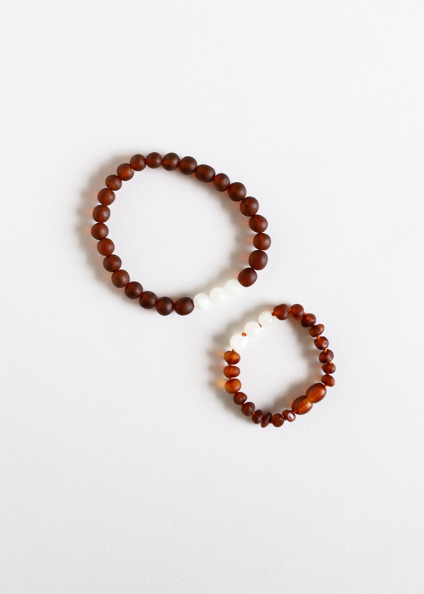 Raw Cognac Baltic Amber & Moonstone Bracelet Set