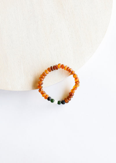 Raw Cognac Baltic Amber & Lava Stone Bracelet