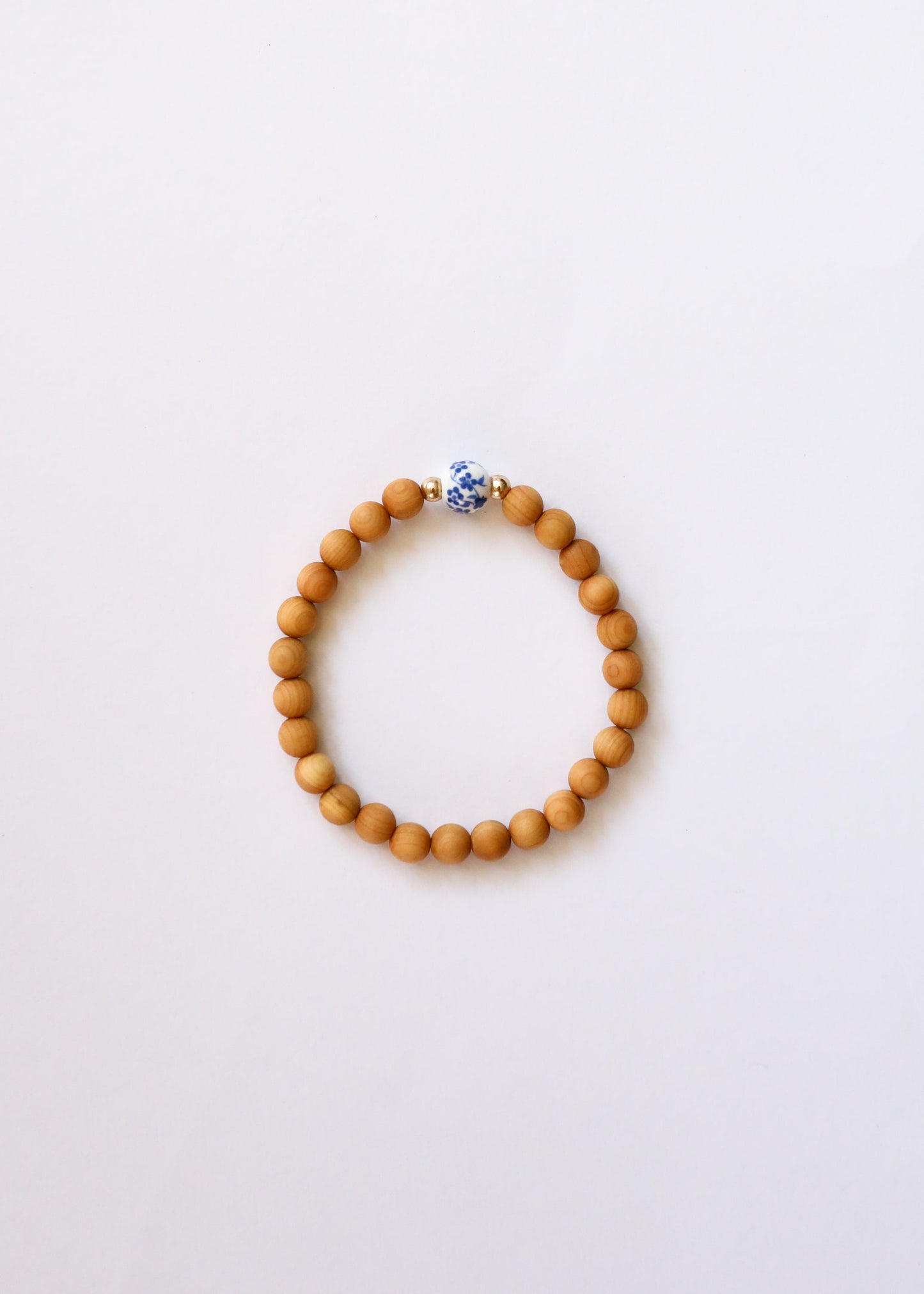 Cypress Wood & 14K Gold Filled Beaded Bracelet