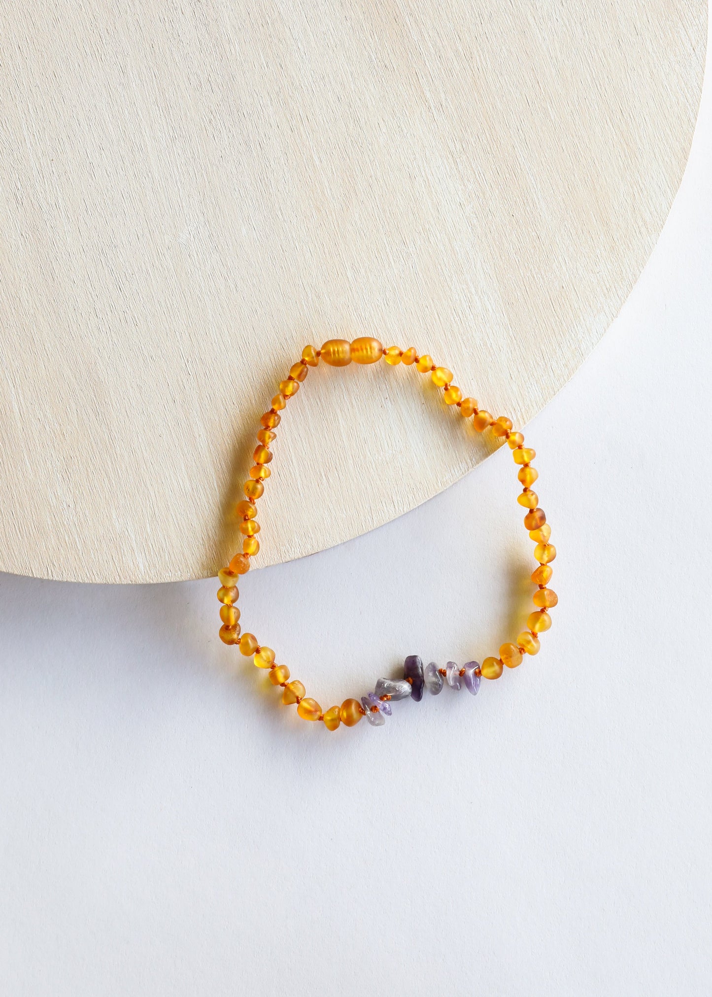 Raw Honey Baltic Amber + Raw Amethyst || Necklace - Korvel