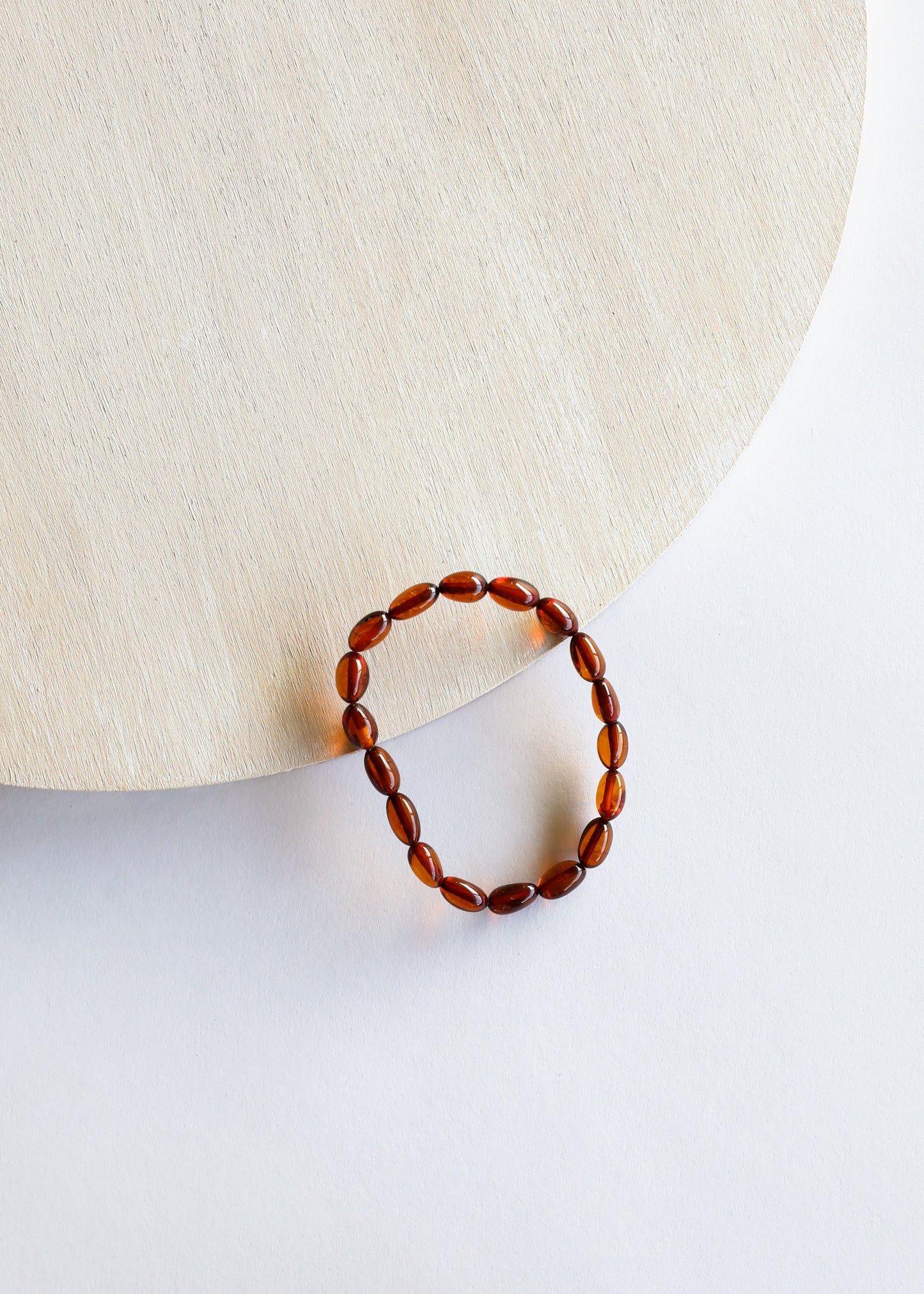 Pulsera o Tobillera de Ámbar Báltico Cognac Pulido
