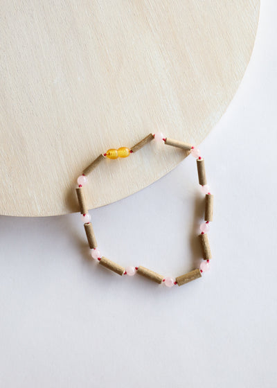 Hazelwood + Rose Quartz || Beaded Necklace - Korvel