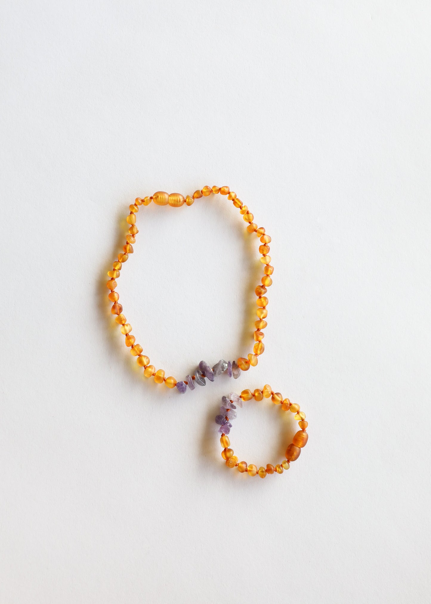 Ensemble de bijoux pour enfants en ambre baltique et améthyste