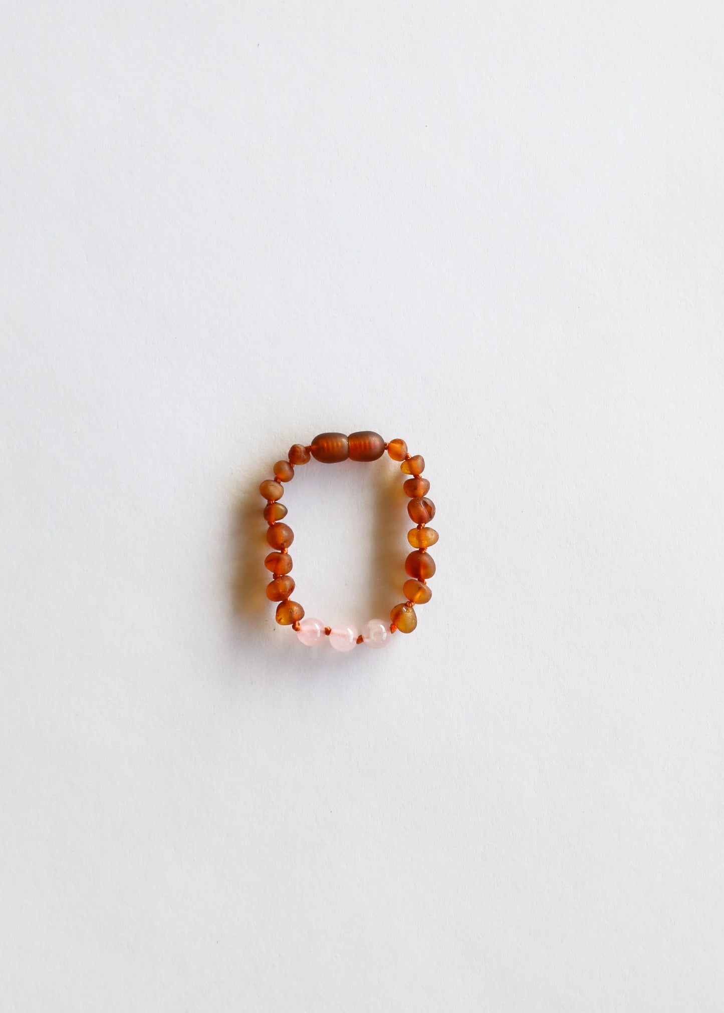 Raw Cognac Baltic Amber + Rose Quartz || Anklet or Bracelet - Korvel