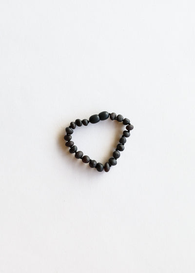 Pulsera o Tobillera de Ámbar Negro del Mar Báltico