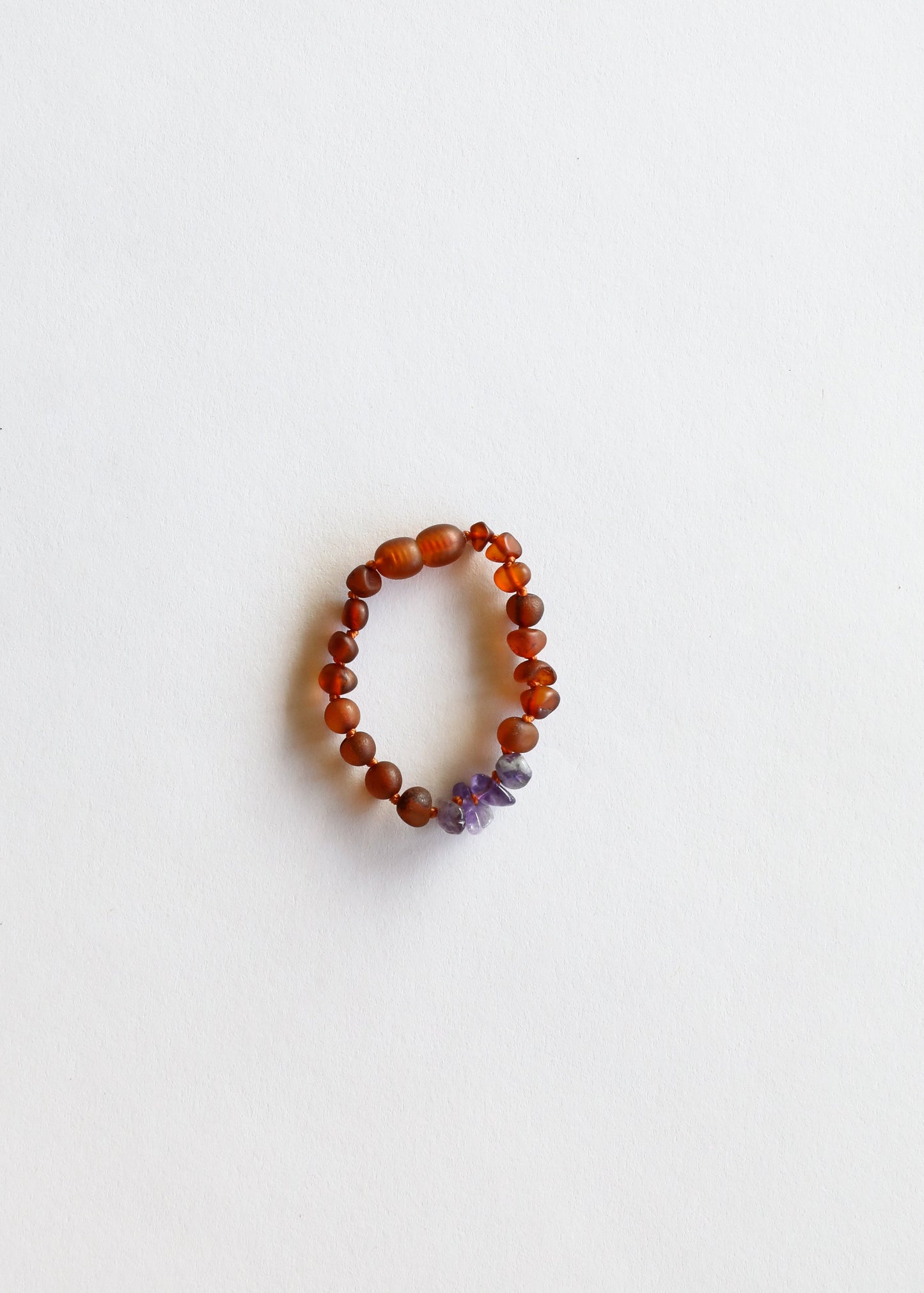 Raw Cognac Baltic Amber & Amethyst Bracelet Set