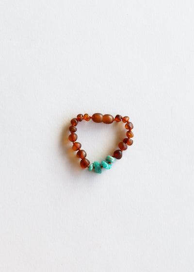 Raw Cognac Baltic Amber & Amazonite Anklet or Bracelet