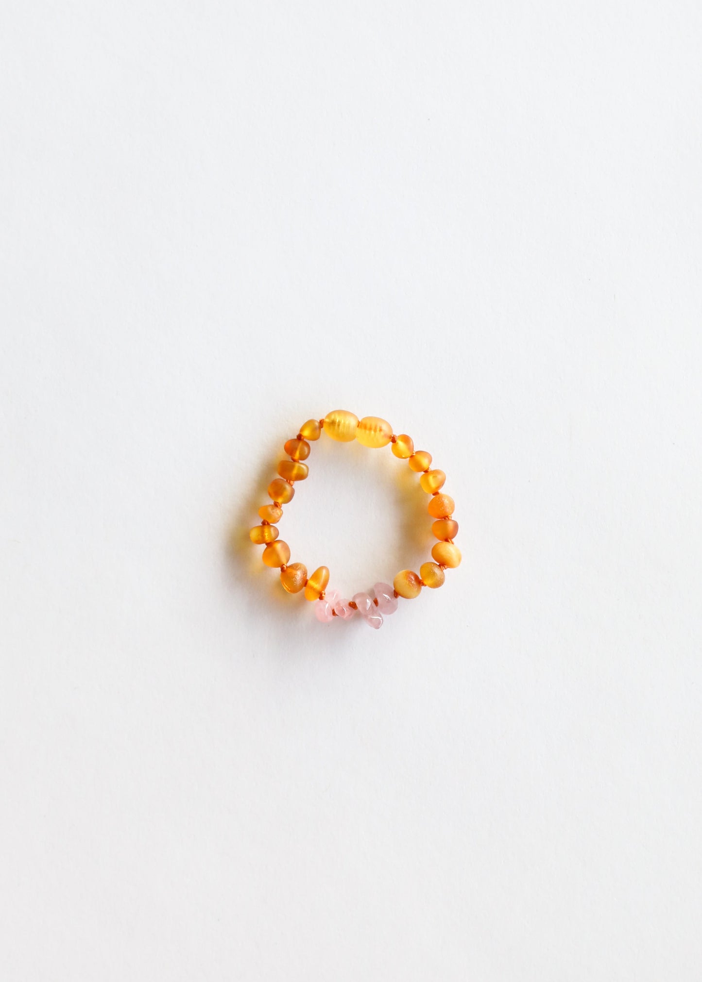 Raw Honey Baltic Amber & Rose Quartz Bracelet/Anklet