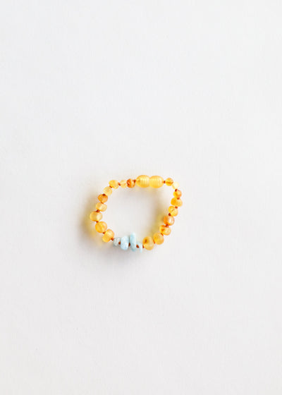 Raw Honey Baltic Amber + Aquamarine || Anklet or Bracelet - Korvel