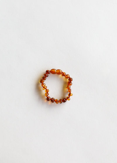 Tobillo o pulsera de ámbar báltico cognac pulido