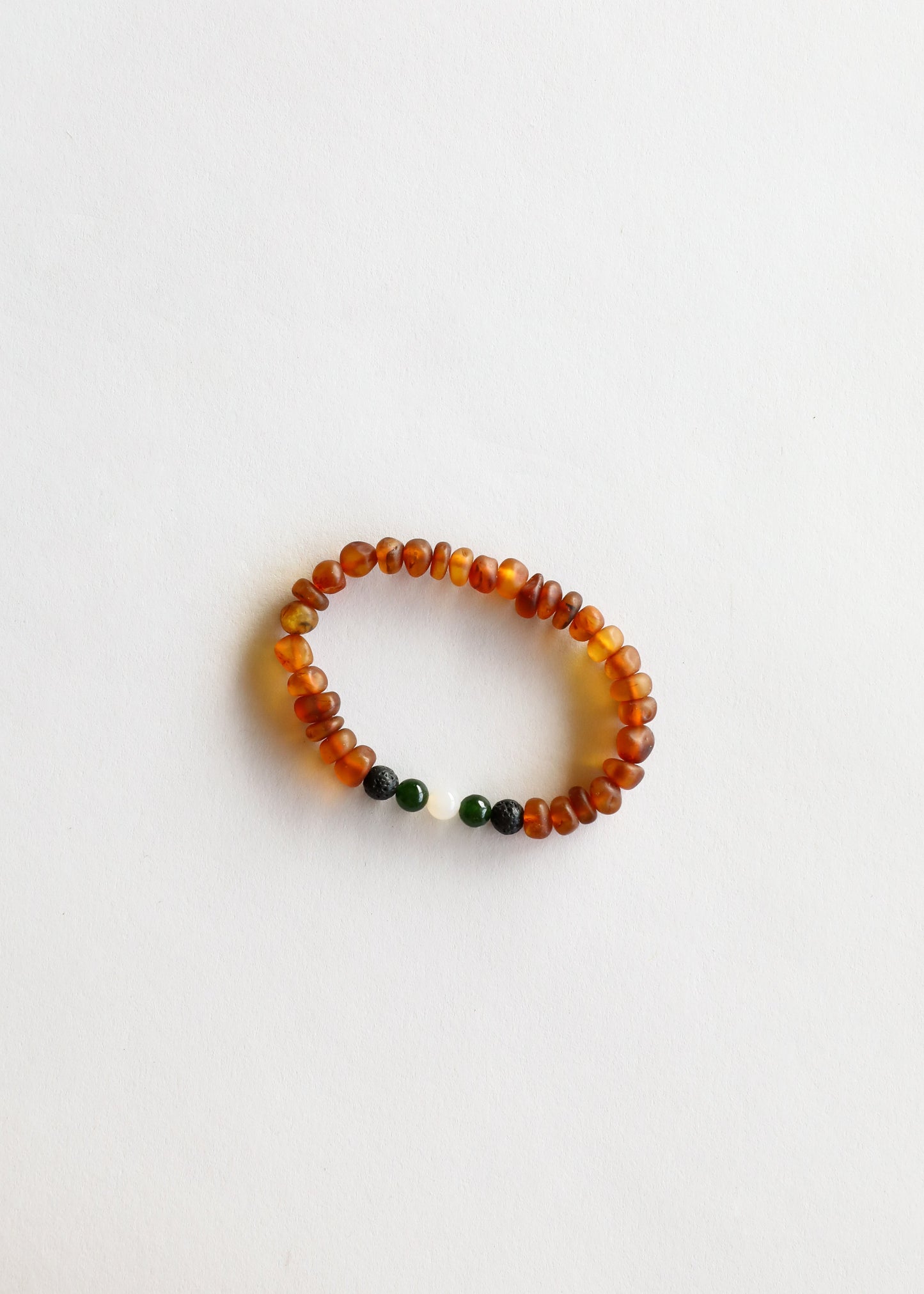 Raw Cognac Baltic Amber & Lava Stone Bracelet