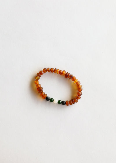 Raw Cognac Baltic Amber & Lava Stone Bracelet