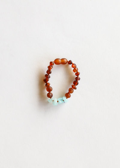 Raw Cognac Baltic Amber + Aquamarine  || Anklet or Bracelet - Korvel