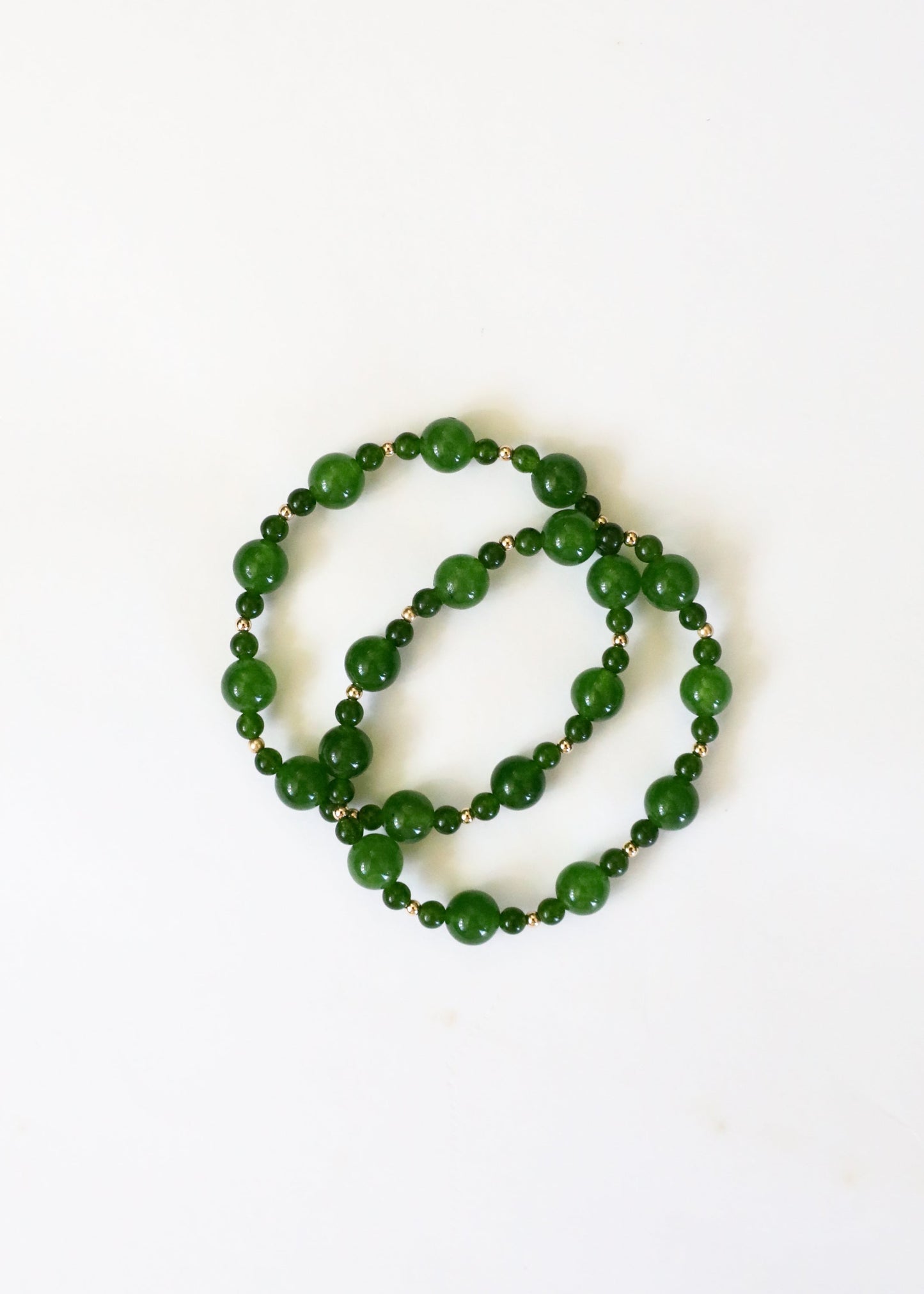 Green Jade & 14k Gold Filled Stretch Bracelet