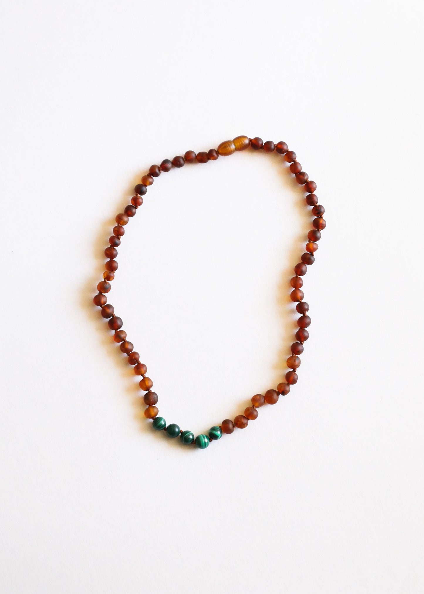 Raw Cognac Baltic Amber + Malachite || Necklace - Korvel
