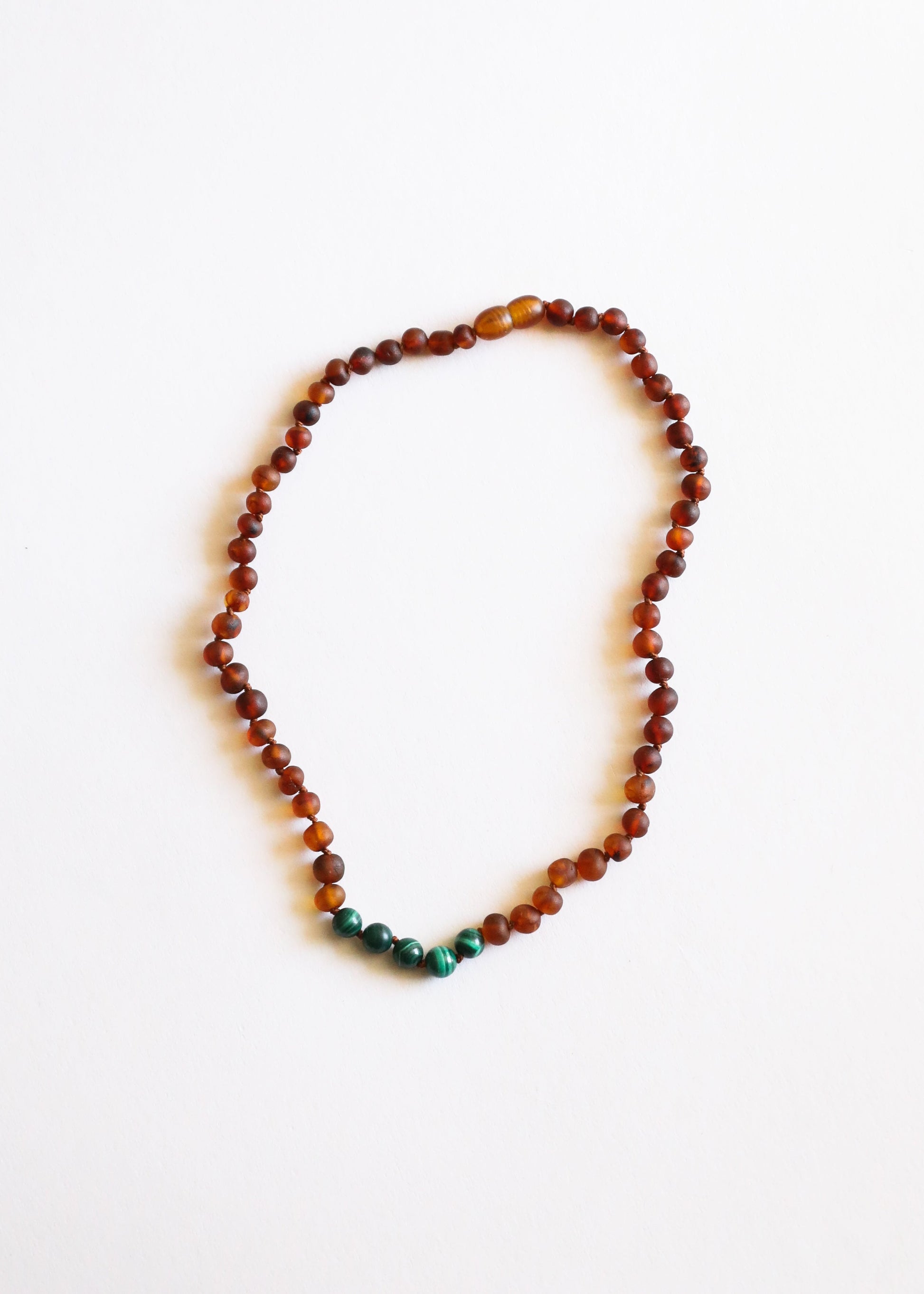 Raw Cognac Baltic Amber + Malachite || Necklace - Korvel