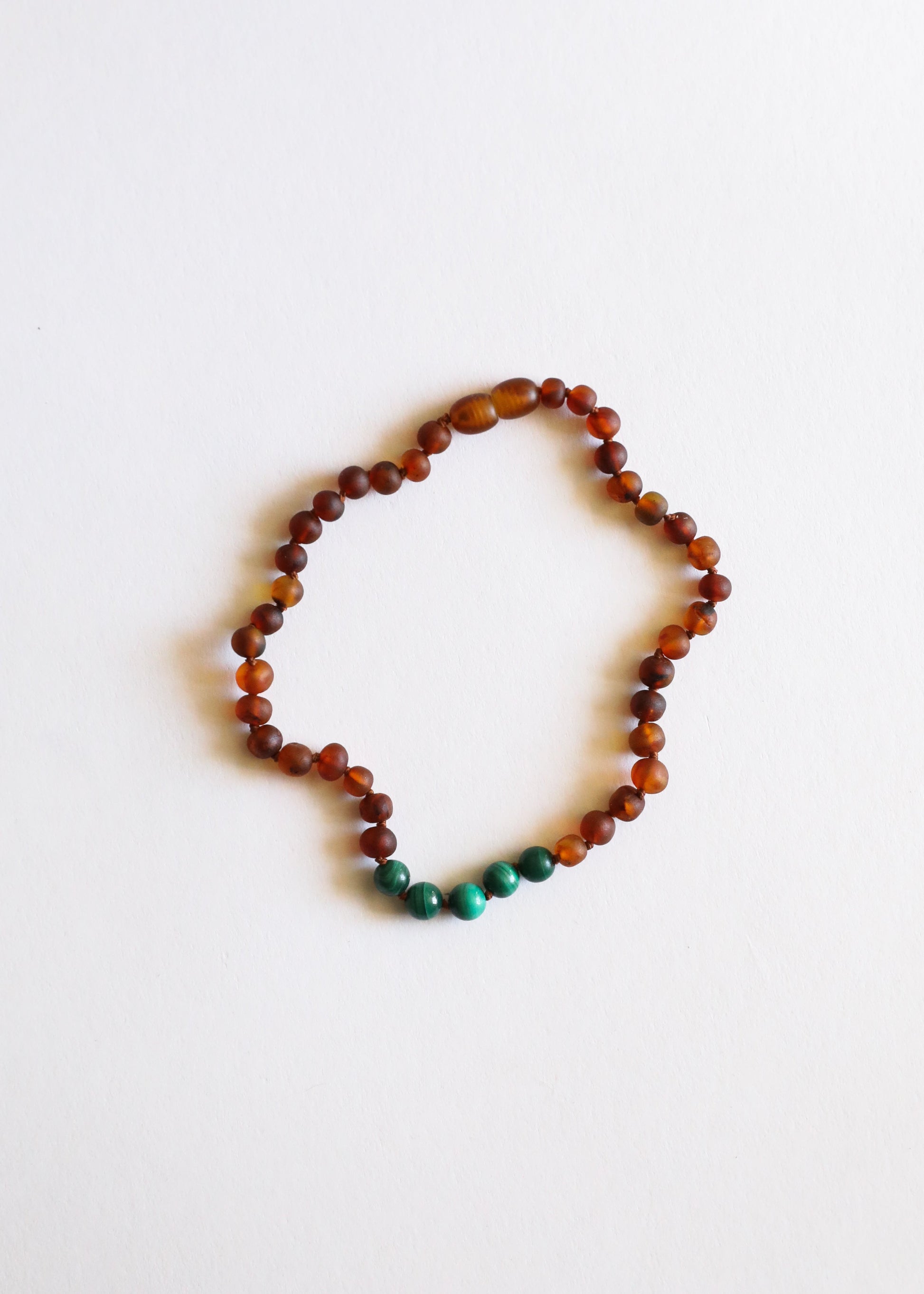 Raw Cognac Baltic Amber + Malachite || Necklace - Korvel