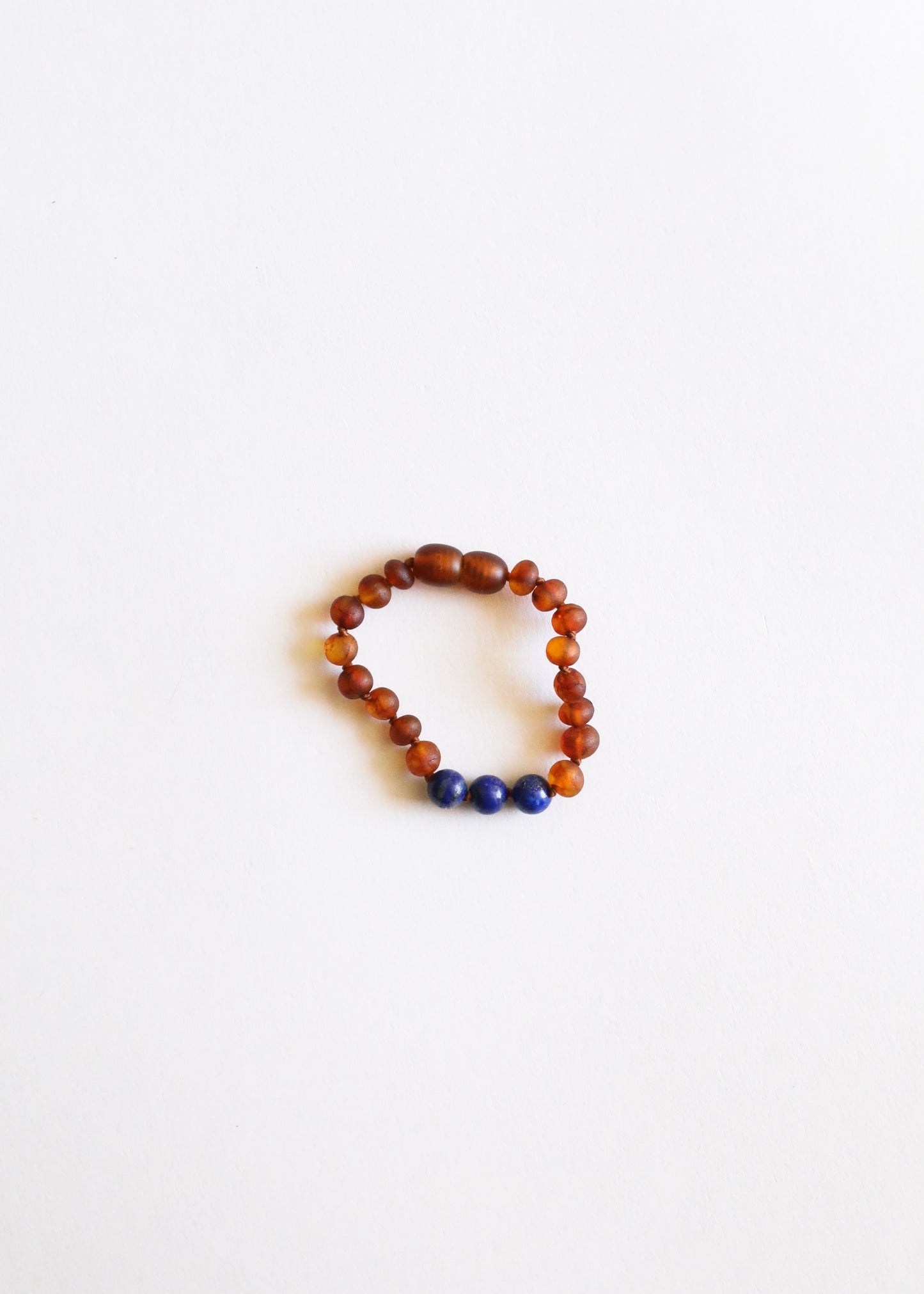 Pulsera o Tobillera de Ámbar Báltico Crudo y Lapislázuli