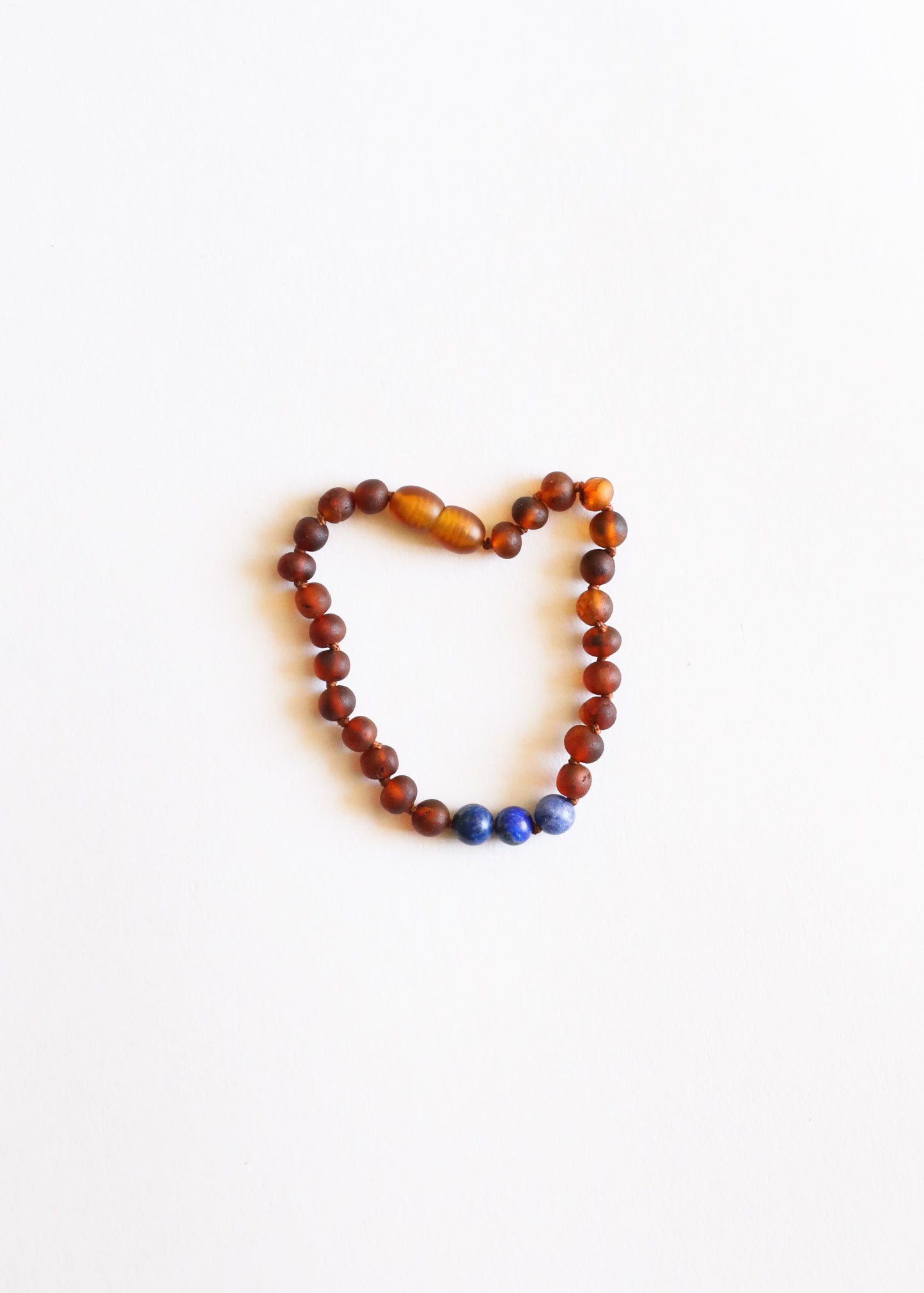 Pulsera o Tobillera de Ámbar Báltico Crudo y Lapislázuli