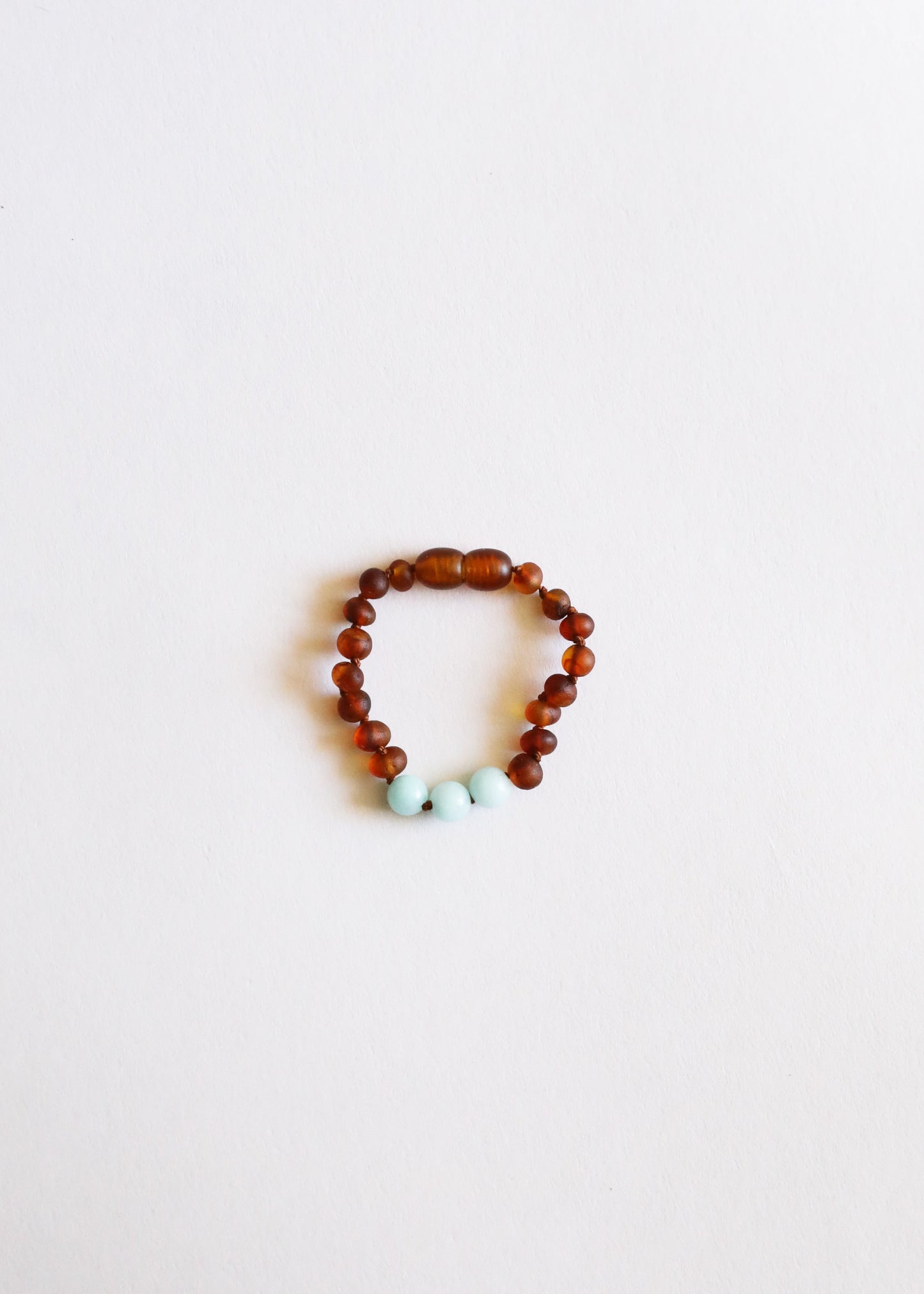 Tobillera o pulsera de ámbar báltico crudo y amazonita