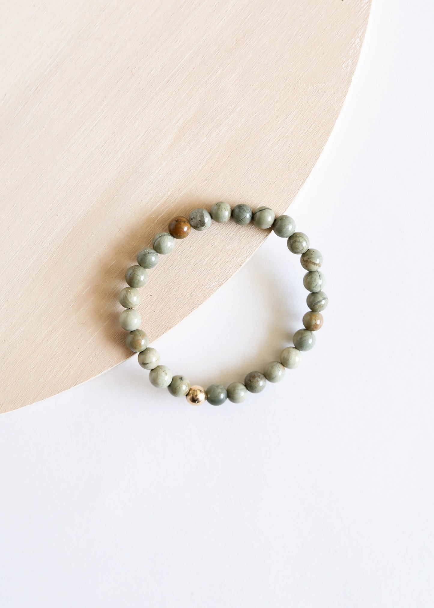 Silver Leaf Jasper & 14k Gold Filled Bracelet