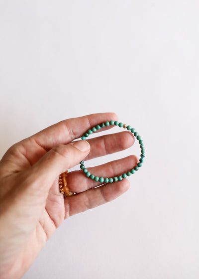 Natural Turquoise & 14K Gold Filled Beaded Stretch Bracelet