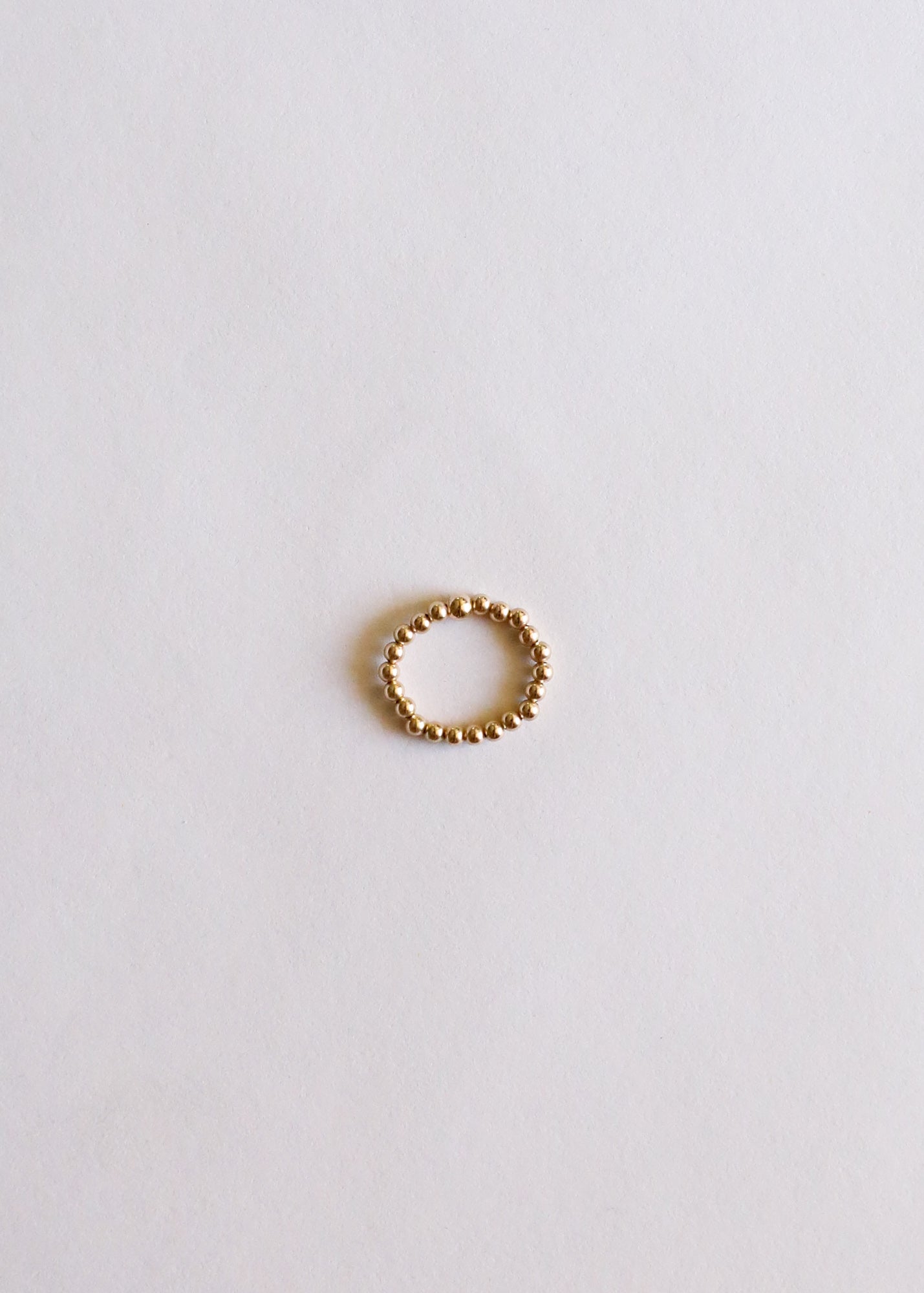14k Gold Filled Beaded Stretch Ring - Stackable Elegance