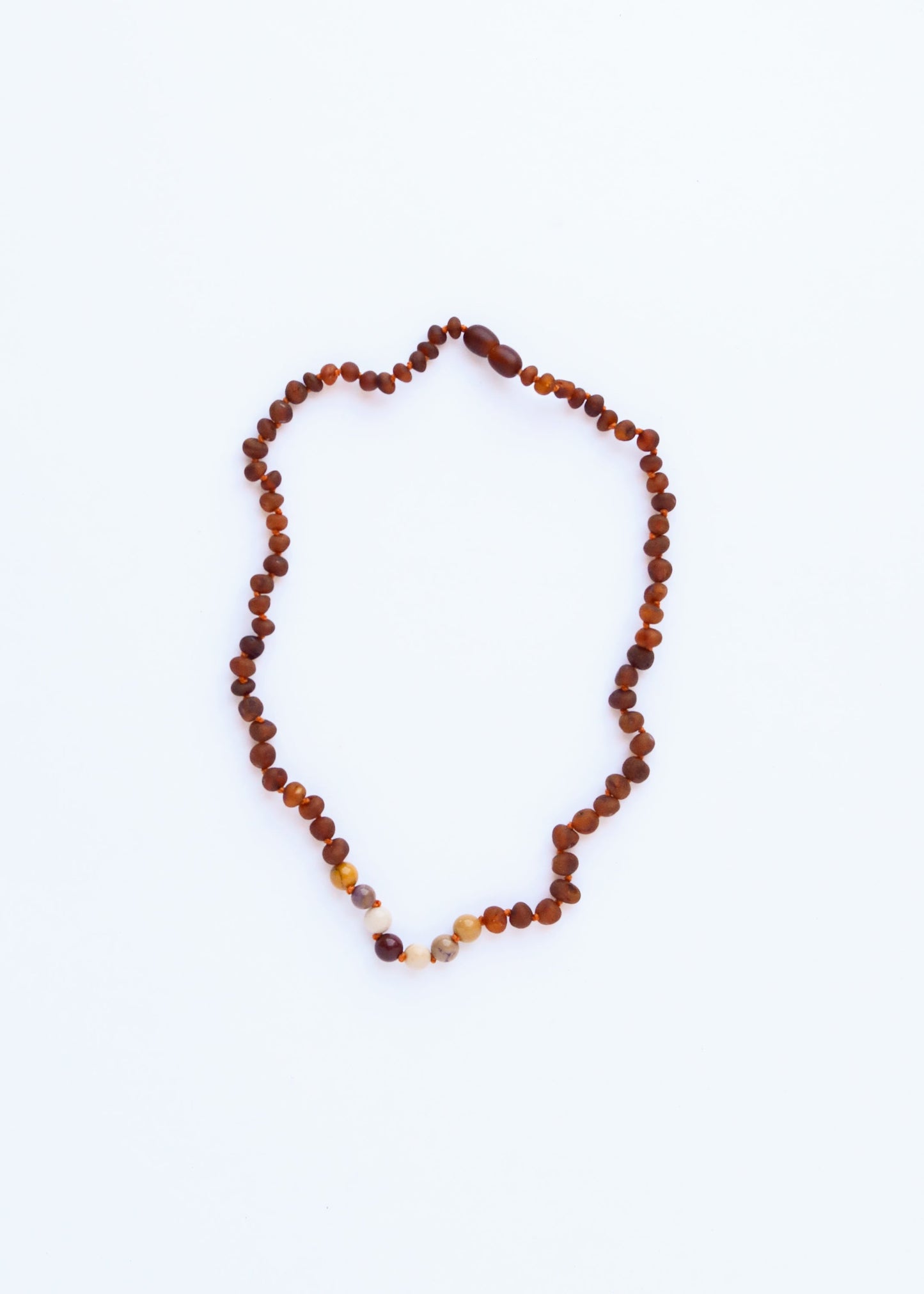 Raw Cognac Baltic Amber & Mookaite Jasper Necklace