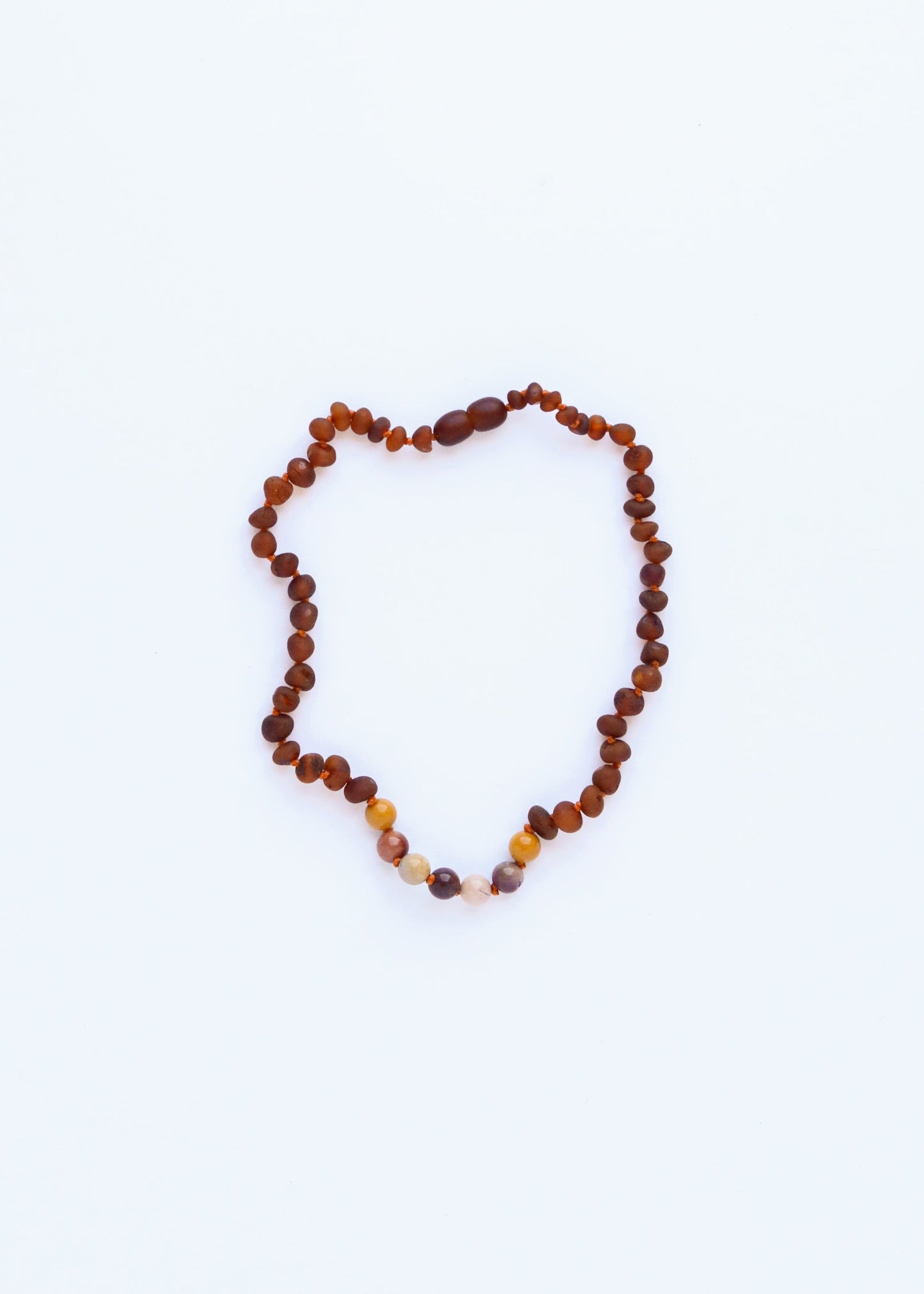 Raw Cognac Baltic Amber & Mookaite Jasper Necklace