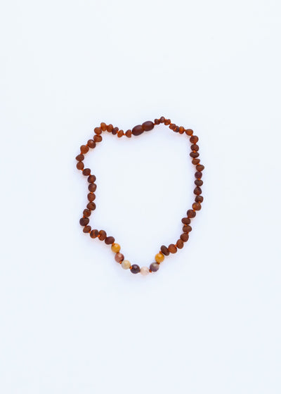 Collar de Ámbar Báltico Cognac Crudo y Jaspe Mookaite