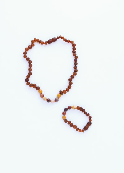 Raw Cognac Baltic Amber & Mookaite Jasper Bracelet/Anklet