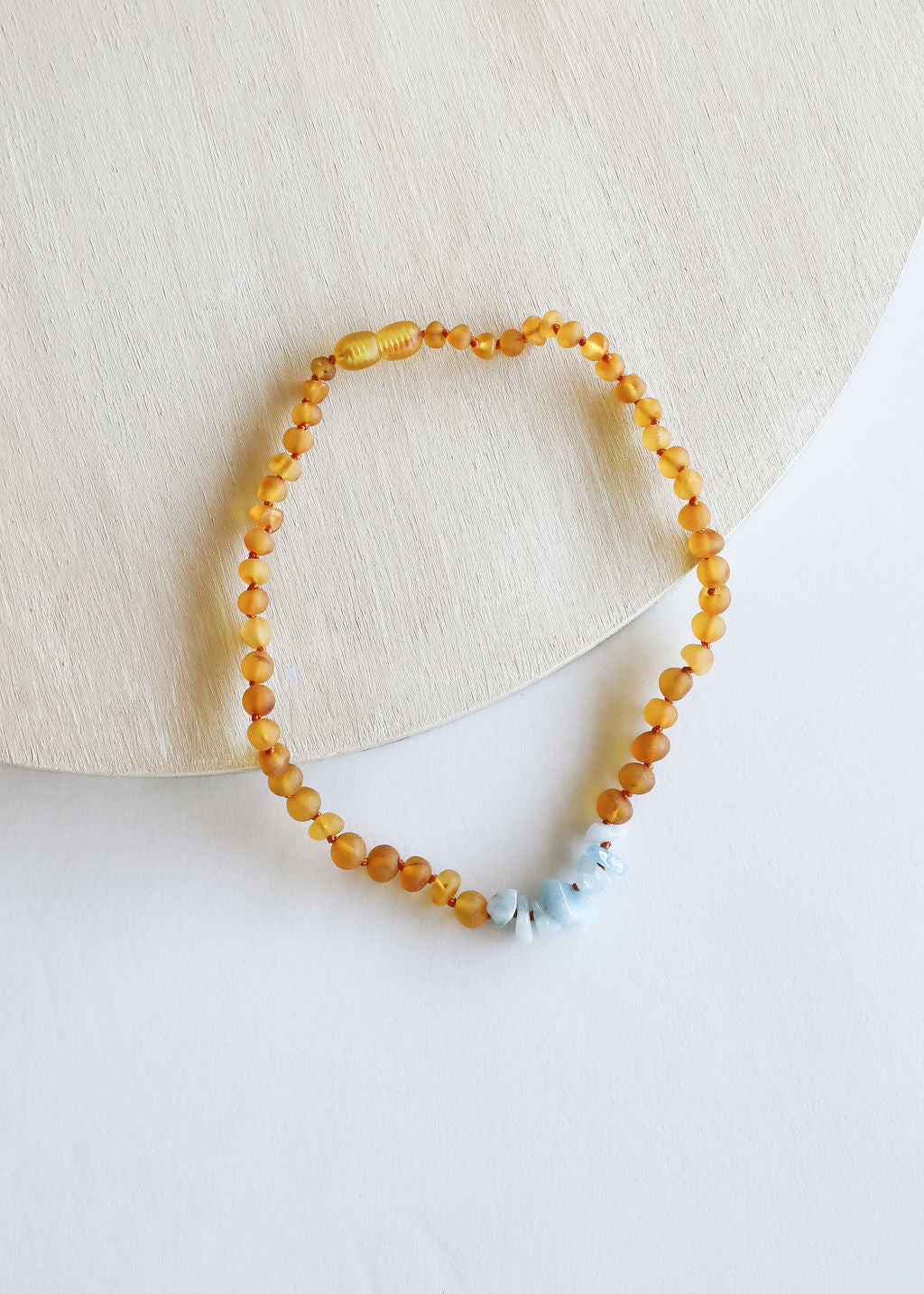 Raw Honey Baltic Amber + Aquamarine || Necklace - Korvel