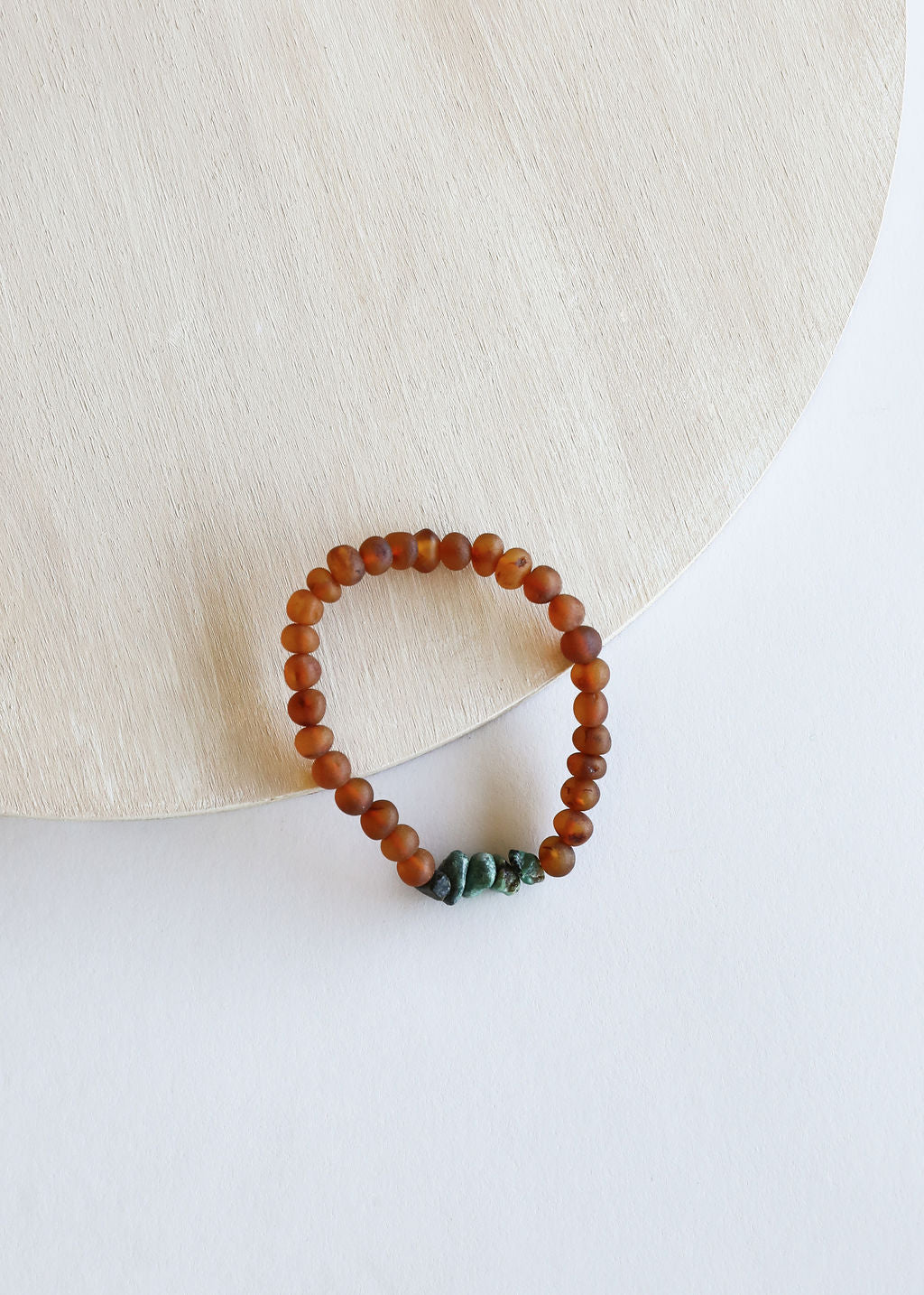 Pulsera de Ámbar Báltico Cognac Crudo y Jaspe Turquesa