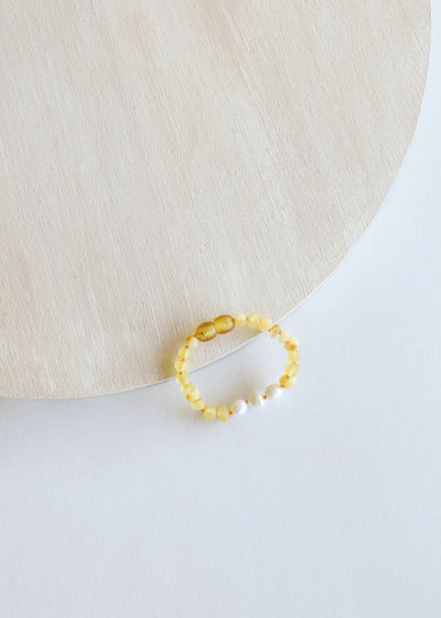 Tobillo o Pulsera de Ámbar Báltico y Perlas de Miel Cruda