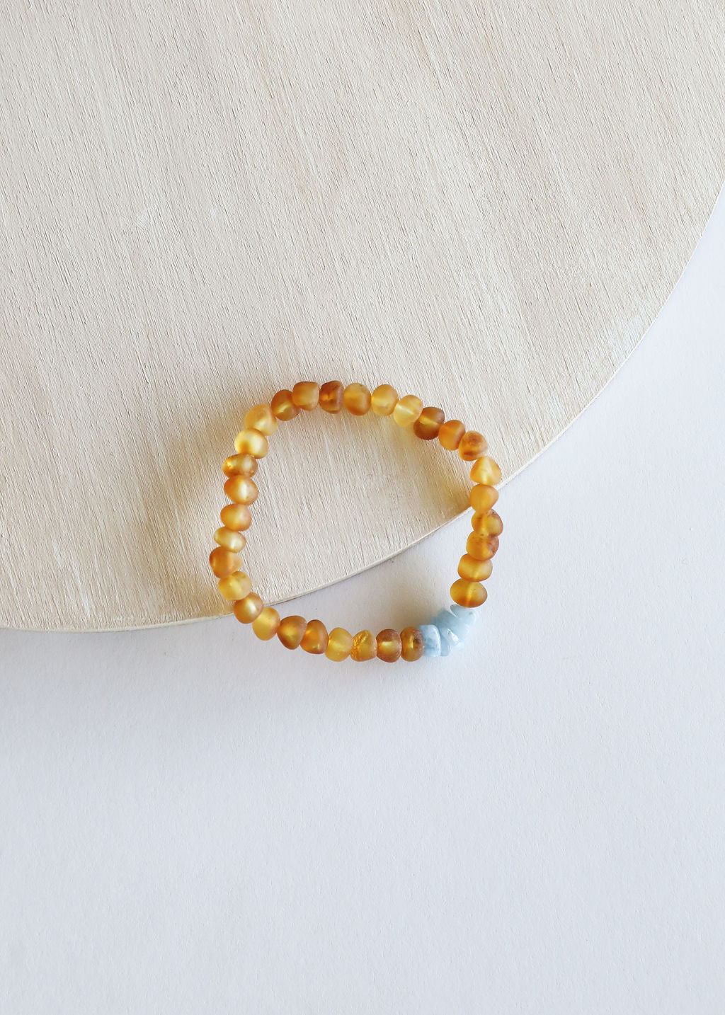 Raw Honey Baltic Amber + Aquamarine || Adult Bracelet - Korvel