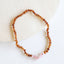 Raw Cognac Baltic Amber + Raw Rose Quartz || Necklace - Korvel