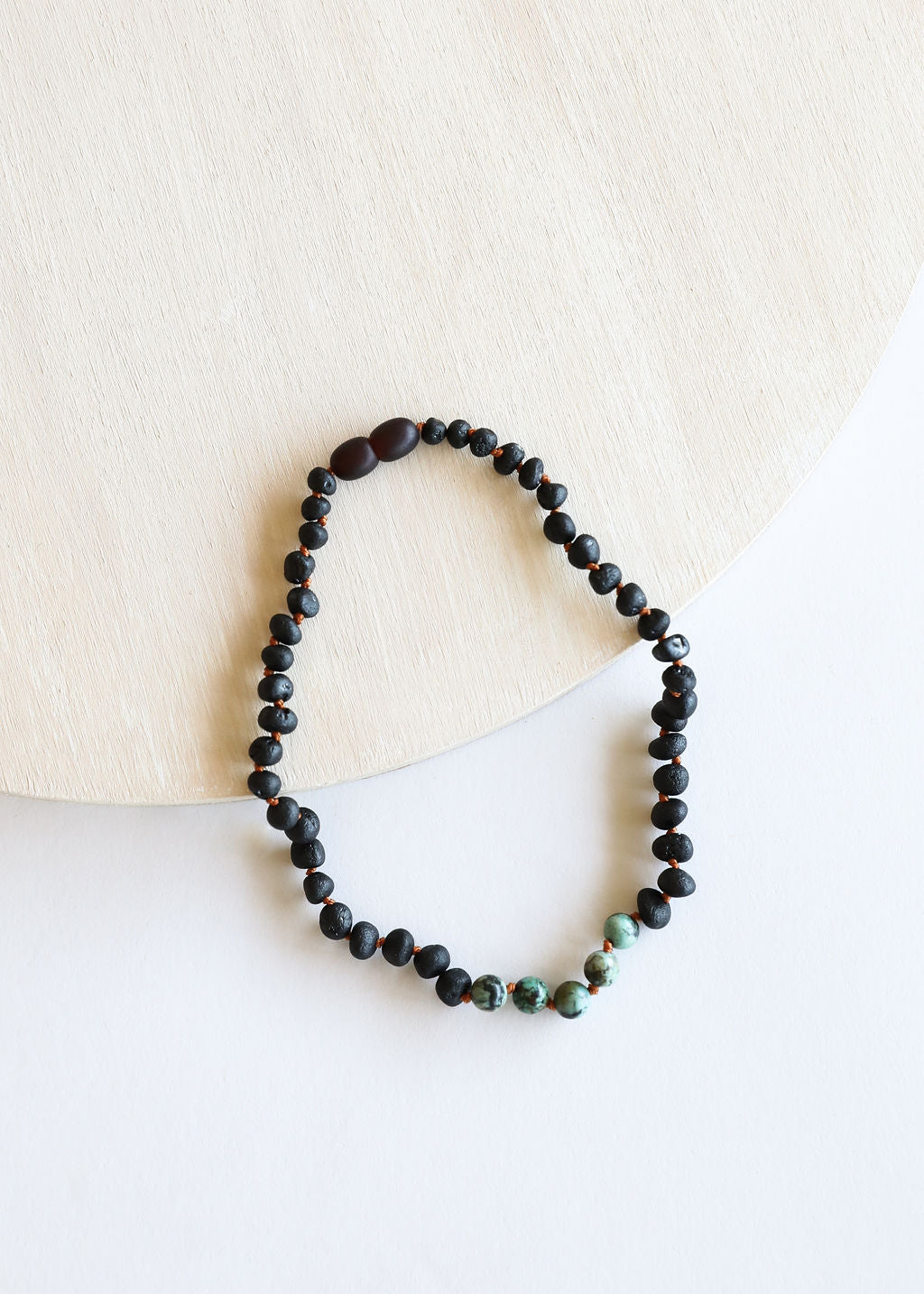Raw Black Baltic Amber + Turquoise Jasper Necklace - Korvel