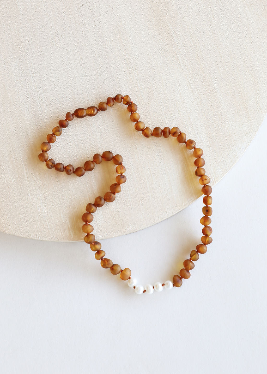 Raw Cognac Baltic Amber + Pearls || Necklace - Korvel