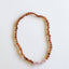 Raw Cognac Baltic Amber + Raw Rose Quartz || Necklace - Korvel