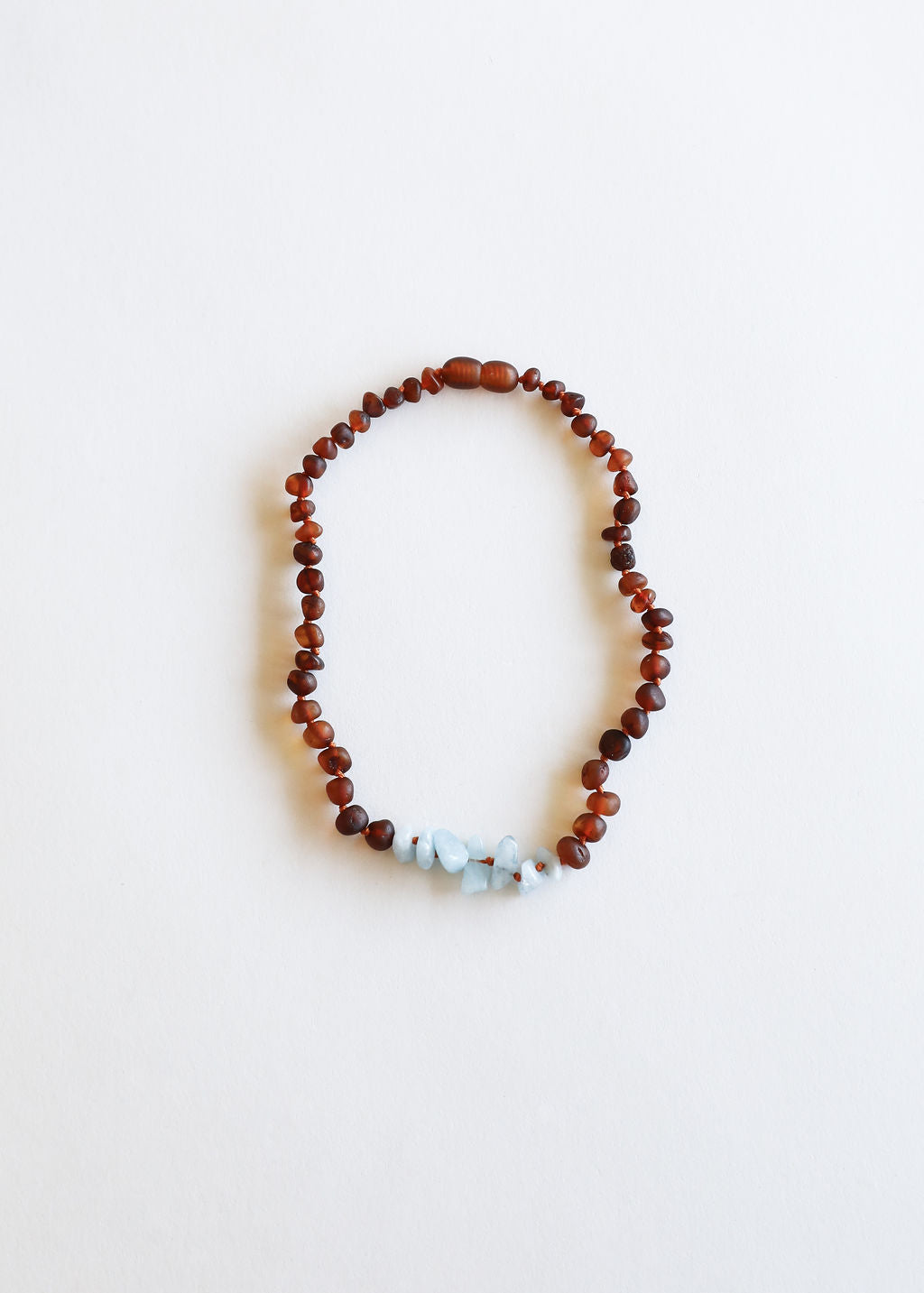 Raw Cognac Baltic Amber + Aquamarine || Necklace - Korvel