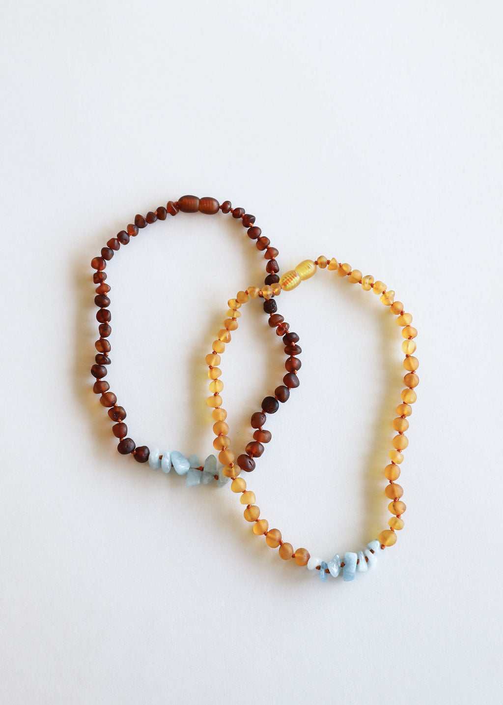 Raw Cognac Baltic Amber + Aquamarine || Necklace - Korvel